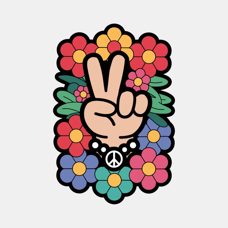 Colorful Hippie Peace Sign with Floral Background Male Tank Top