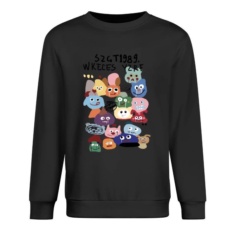 Bunte Monster Gesichter Illustration Herren Pullover Sweatshirt