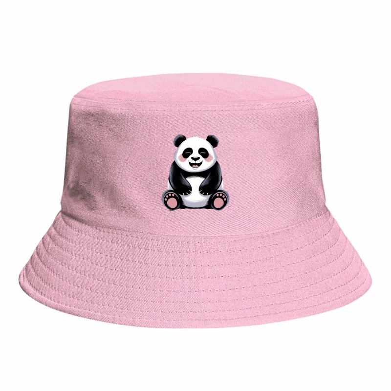 Cute Smiling Cartoon Panda Illustration Bucket Hat