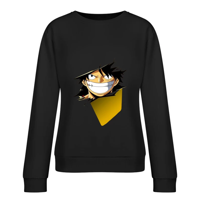Excited Anime Character from One Piece Female Pullover Sweatshirt