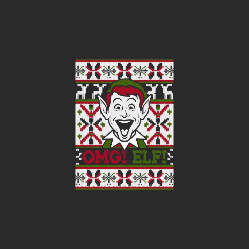 Festive Elf Christmas Sweater Design with Knit Pattern Baseball Cap