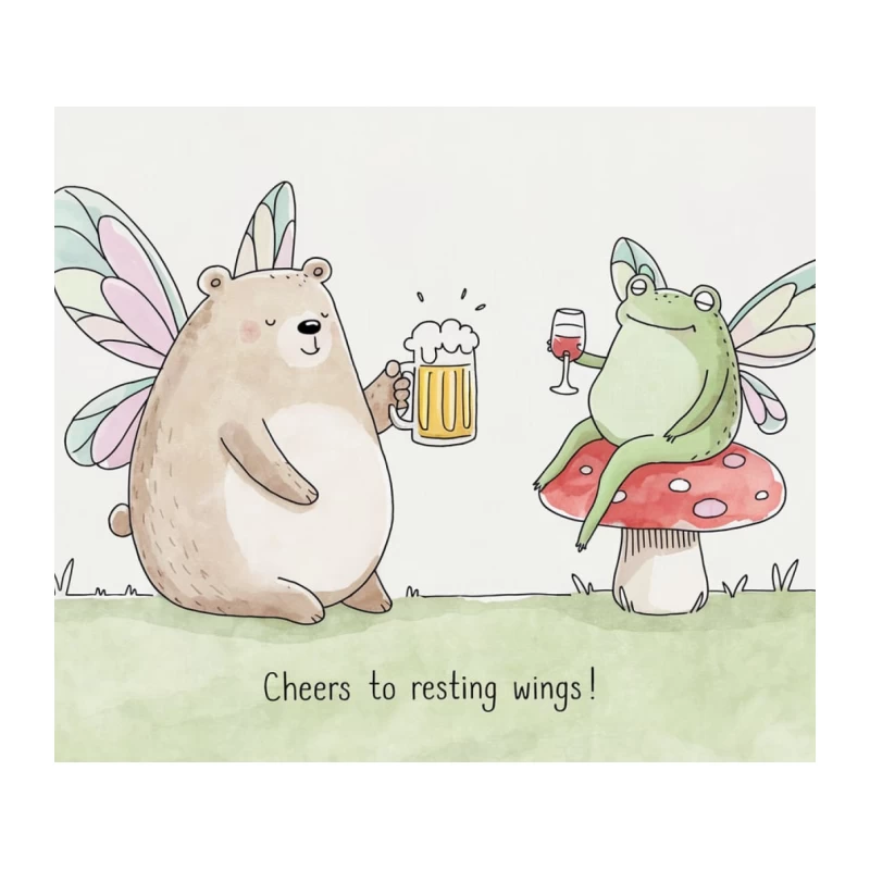 Whimsical Forest Friends Toast with Fairy Wings Tapestry