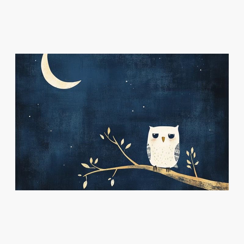 Whimsical Night Owl Under Crescent Moon Travel Mug