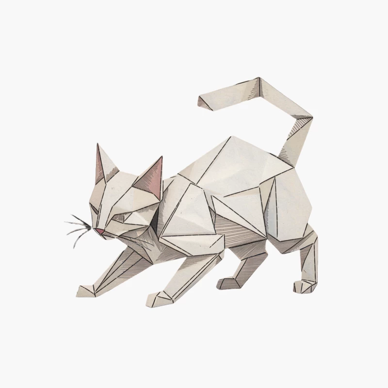 Geometric Origami Cat: Minimalist Paper Art Illustration Cotton Tote Bag