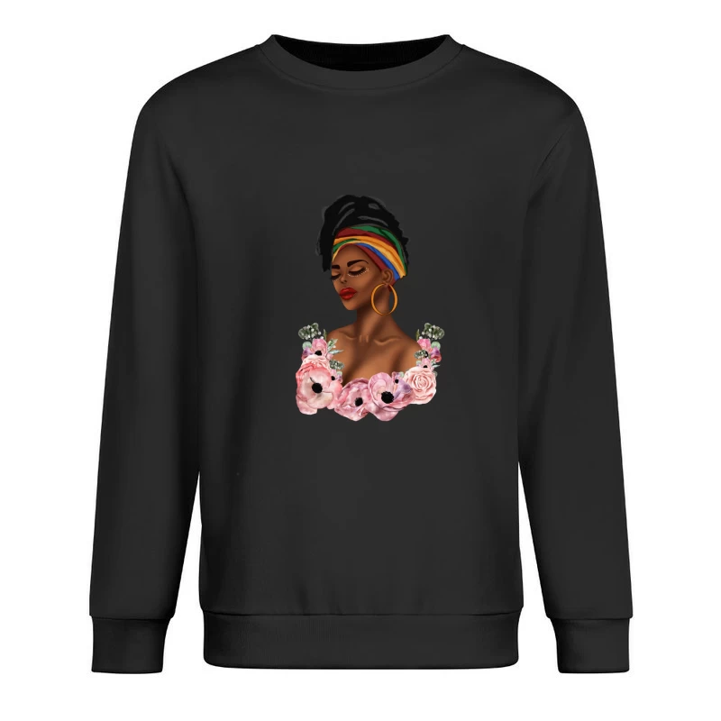 Frau mit Blumen und Kopftuch Herren Pullover Sweatshirt