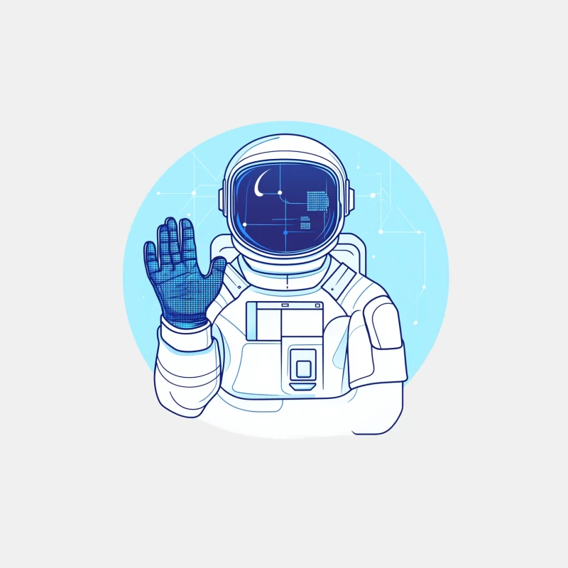 Digital Illustration of Waving Astronaut in Futuristic Space Suit Male Tank Top
