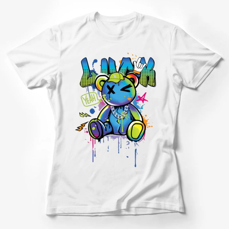 Bunter Graffiti-Bär mit Kappe Damen T-Shirt