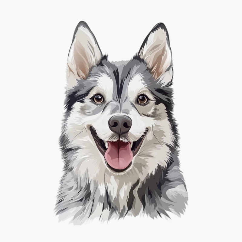 Smiling Husky Dog Portrait Cotton Tote Bag