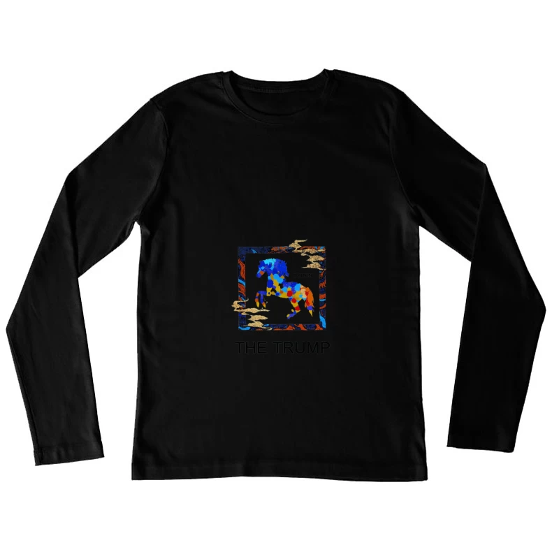 Buntes Pferd im Rahmen Damen Langarm T-Shirt