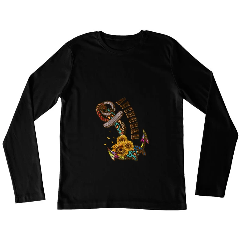 Anker mit Sonnenblumen Damen Langarm T-Shirt