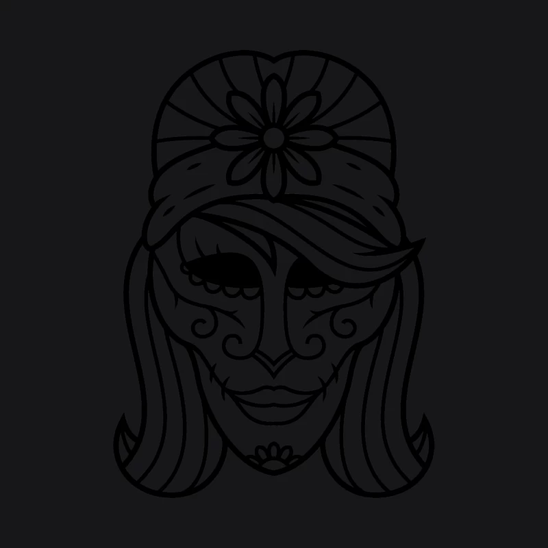 Masque de sucre orné avec des fleurs Femme Sweat à capuche