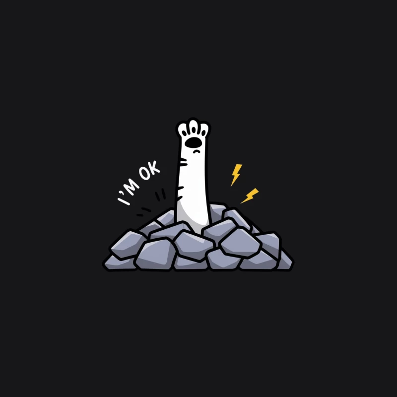 Cute Cartoon Paw Emerging from Rock Pile with Lightning Female Pullover Hoodie