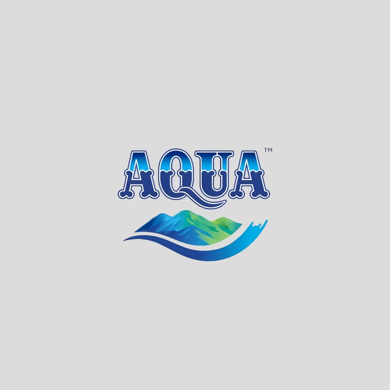 Aqua Water Brand Logo with Mountain and Wave Design Baseball Cap