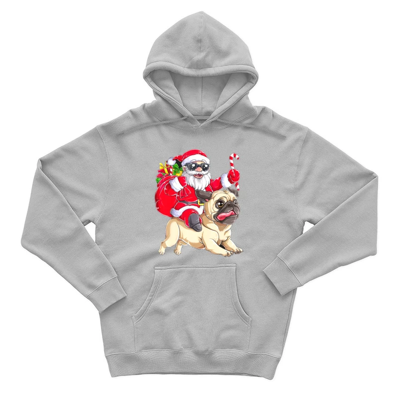 Père Noël branché sur un carlin Homme Sweat à capuche
