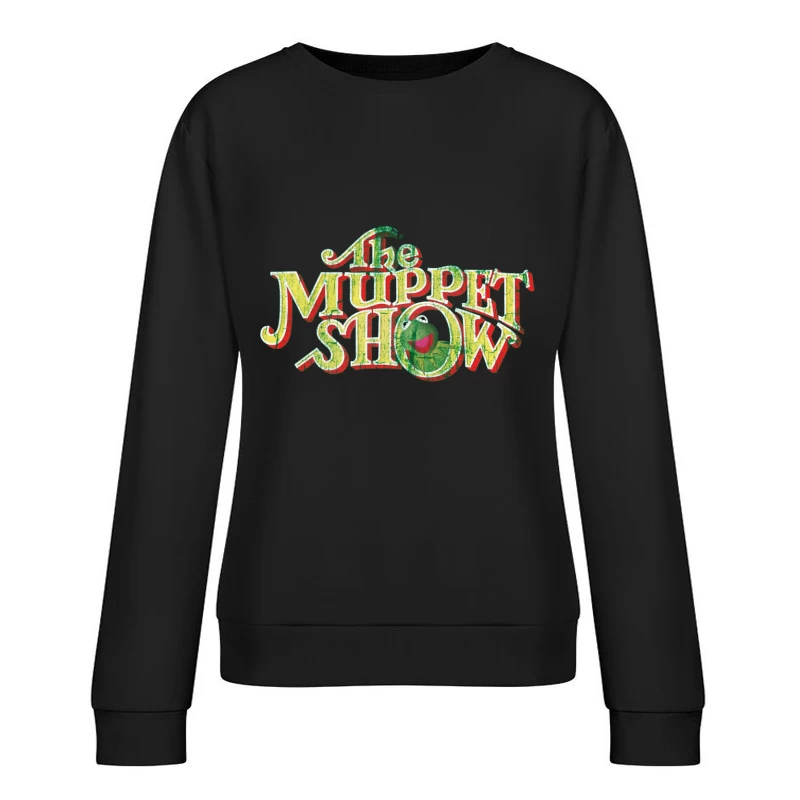 Vintage Logo Design of The Muppet Show with Green Frog Character Female Pullover Sweatshirt