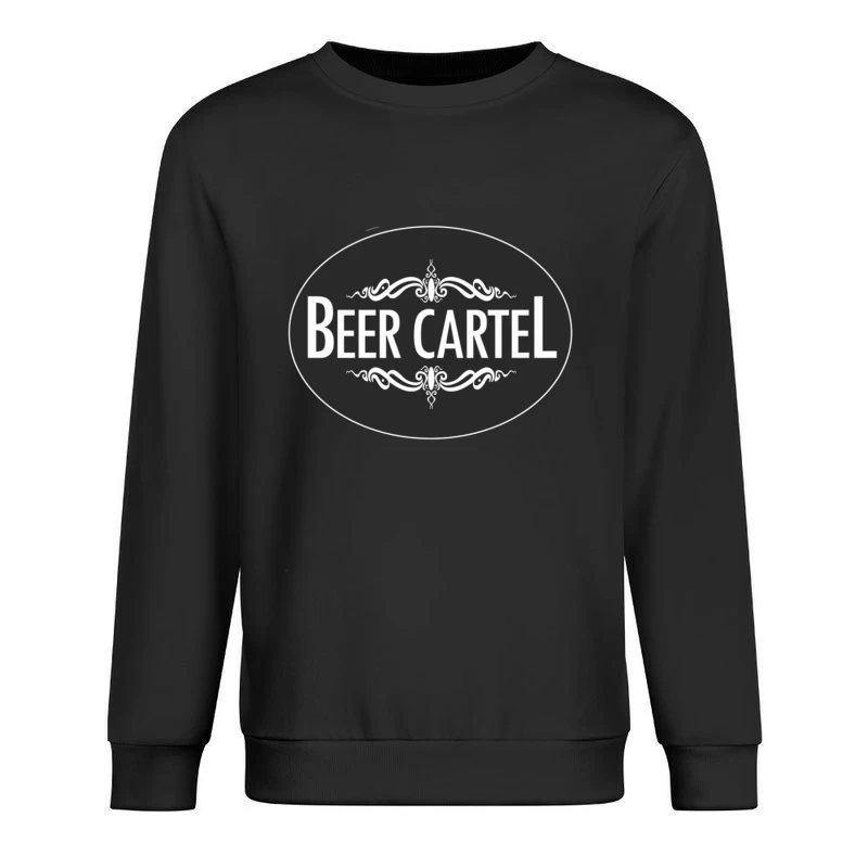 Elegant Black and White Beer Cartel Logo with Ornamental Frame Male Pullover Sweatshirt