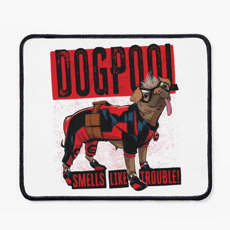 Funny "Dogpool" Pug Superhero Comic Style T-Shirt Design Mouse Pad