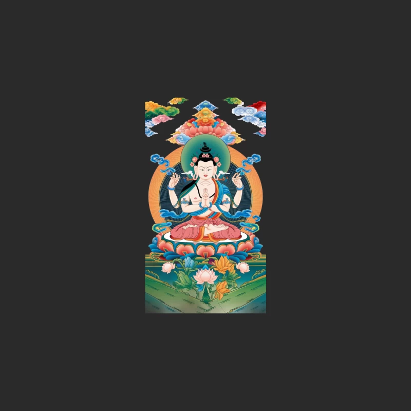 Avalokiteshvara: Buddhist Deity in Tibetan Mandala Art Baseball Cap