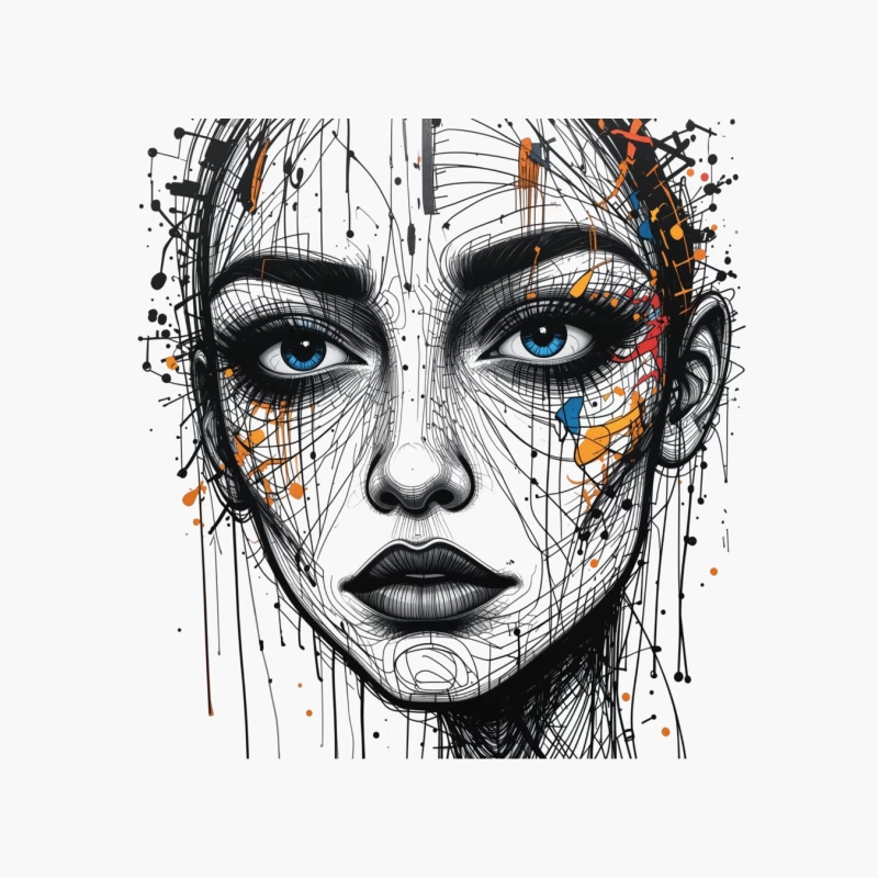 Abstract Portrait with Colorful Accents Cotton Tote Bag