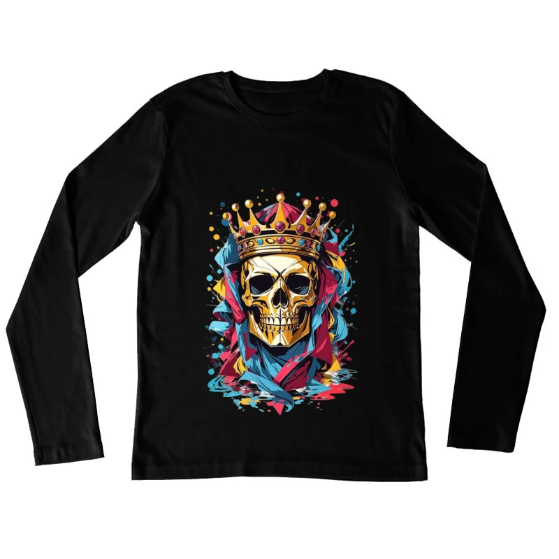 Artistic Skull with Crown Female Long Sleeve T-Shirt