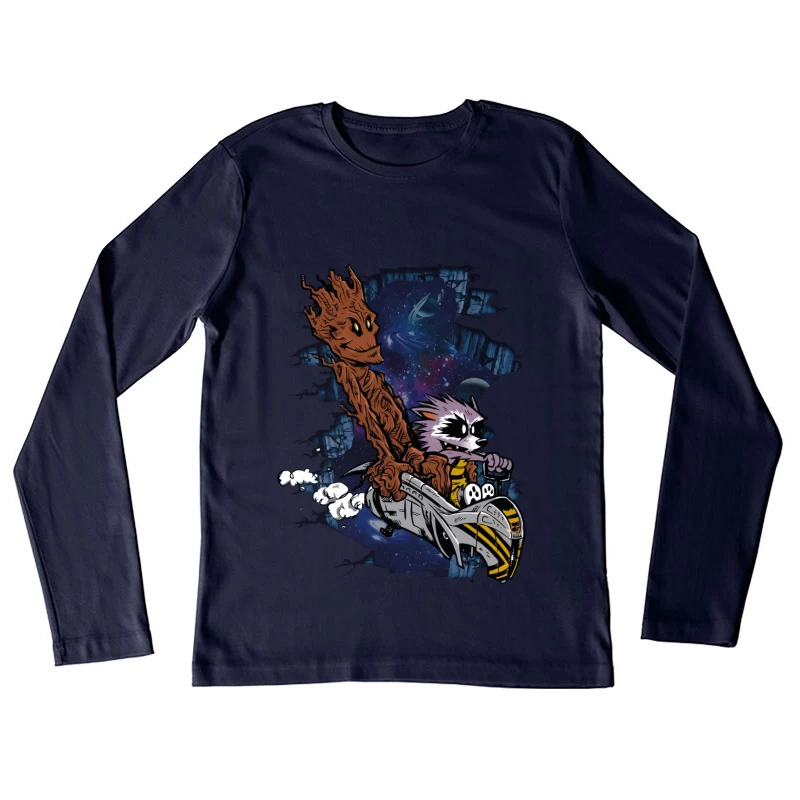 Galactic Warrior and Rebel Pilot in Deep Space Female Long Sleeve T-Shirt