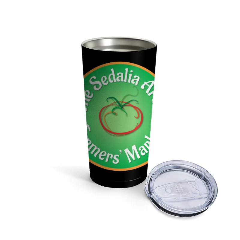 Sedalia Area Farmers' Market Circular Green Logo with Tomato Design Travel Mug