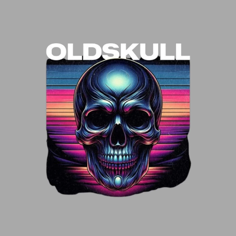 Retro Synthwave Neon Skull Artwork Female Pullover Hoodie