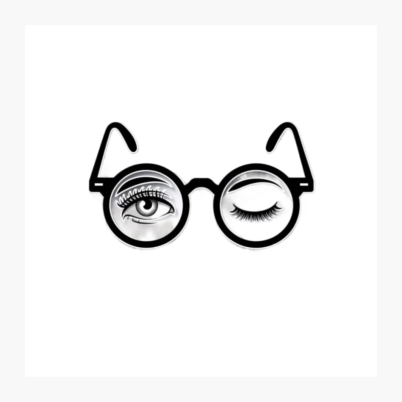 Optical Illusion Glasses with Winking Eye Design Pin