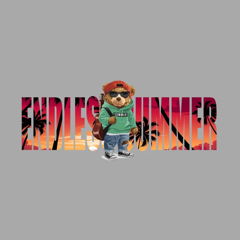 Cool Bear Enjoying Endless Summer Vibes Male Pullover Hoodie