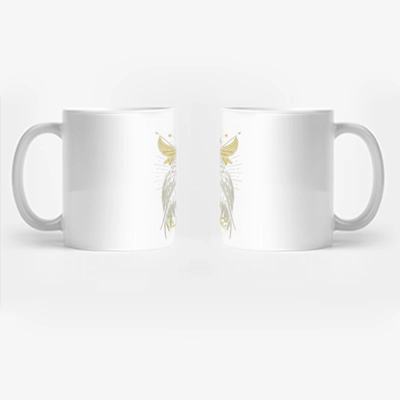 Heroic Eagle Skull with Golden Wings Vintage Design Coffee Mug