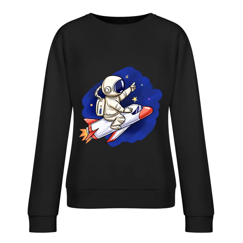 Astronaut auf Rakete im Weltraum Damen Pullover Sweatshirt