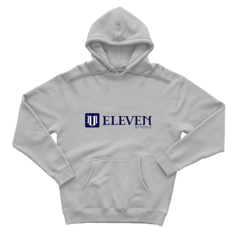 Modern Navy Blue Eleven by Venus Logo Design Male Pullover Hoodie