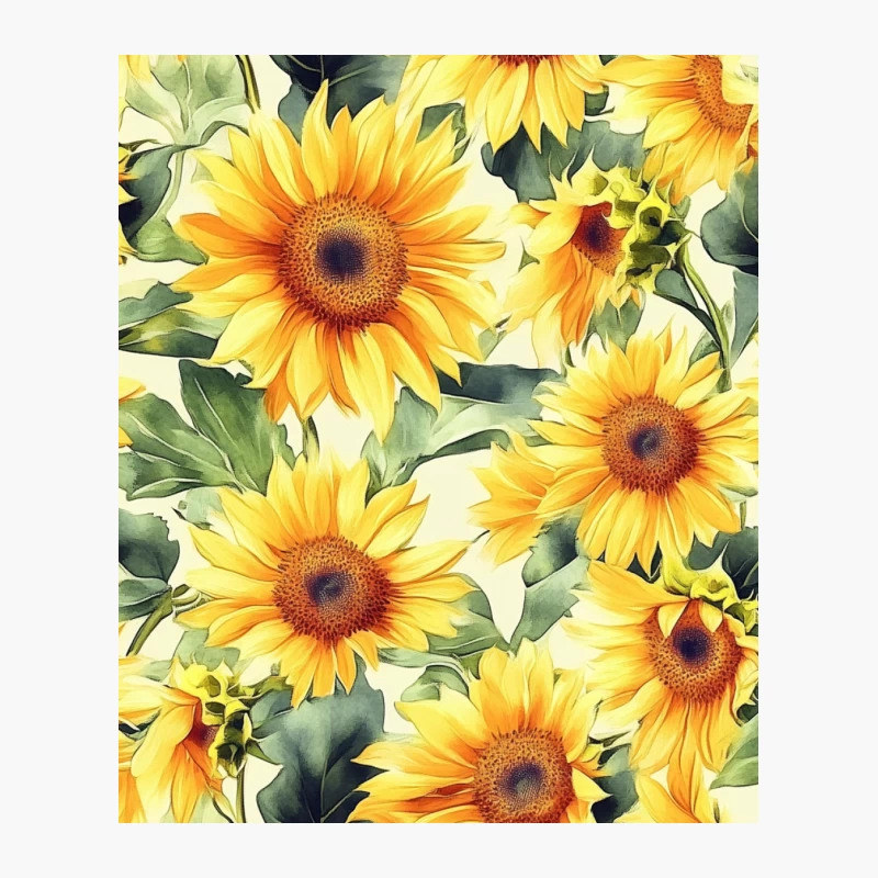 Vibrant Sunflower Floral Pattern: A Sunny Botanical Summer Design Cotton Tote Bag