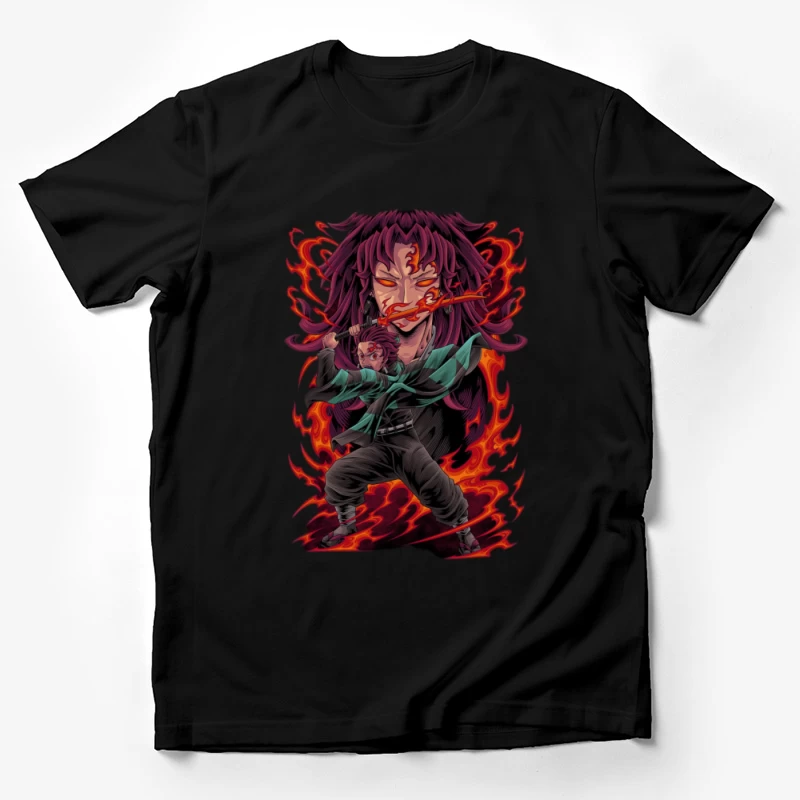 Feuerkrieger mit Flammenschwert Herren T-Shirt