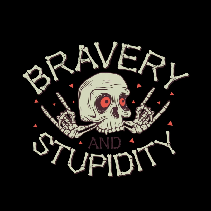 Bravery and Stupidity Skull Art Pin