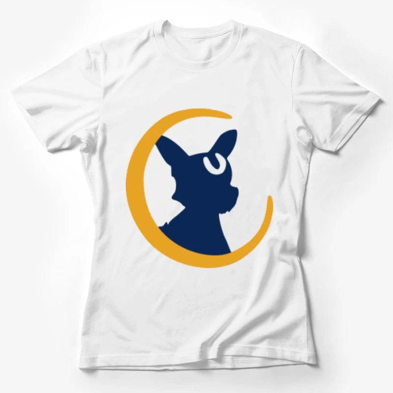 Siluette eines Mond-Katzen-Designs Damen T-Shirt