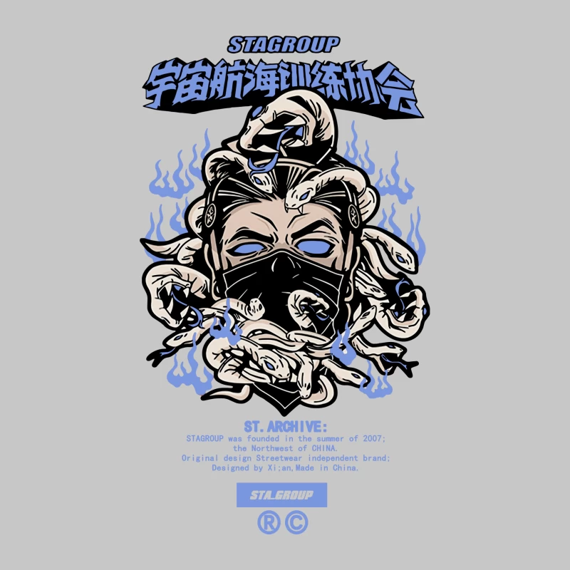 Illustration mit Schlangendesign und Schriftzug Damen Langarm T-Shirt