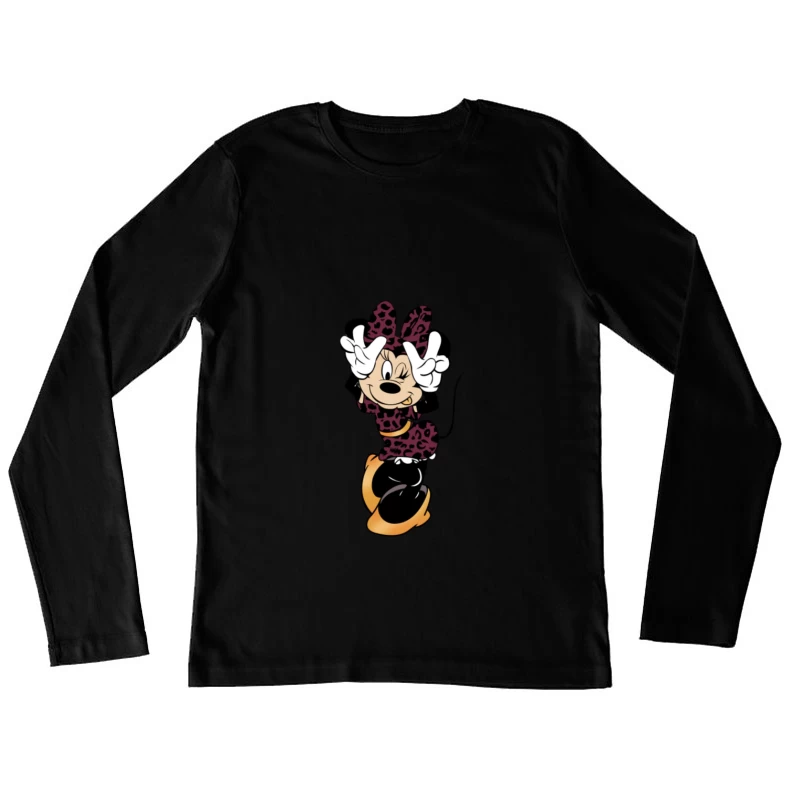 Minnie avec motif léopard pose Femme Manches Longues T-Shirt