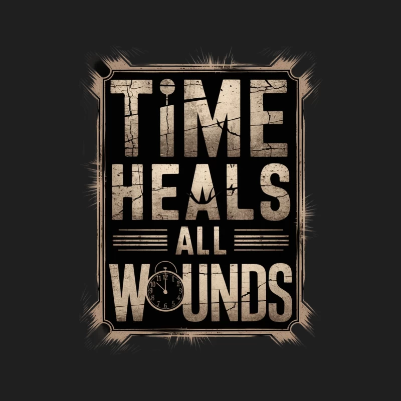 Vintage Typographic Time Heals All Wounds Motivational Quote Male Tank Top