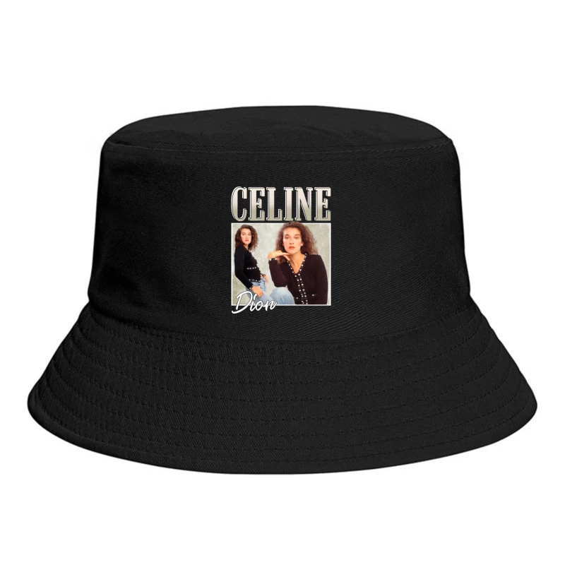 Vintage Album Cover in 1980s Fashion Style Bucket Hat