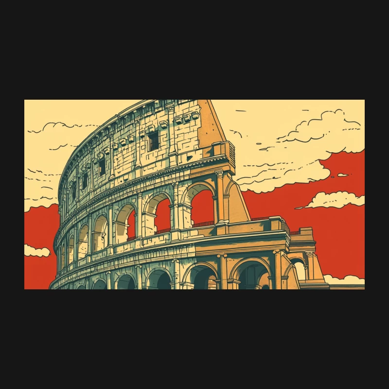Artistic Illustration of Rome's Colosseum with Dramatic Sky Desk Mat