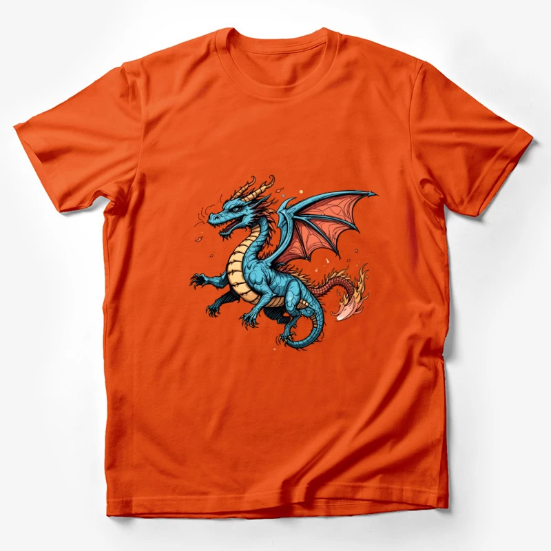 Colorful Blue Dragon Illustration Male T-Shirt