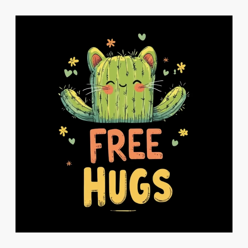 Cute Cartoon Cactus Offering Free Hugs Pin