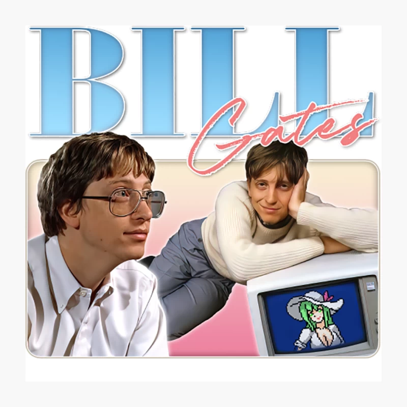 Bill Gates  Retro Aesthetic Fan Design Pin