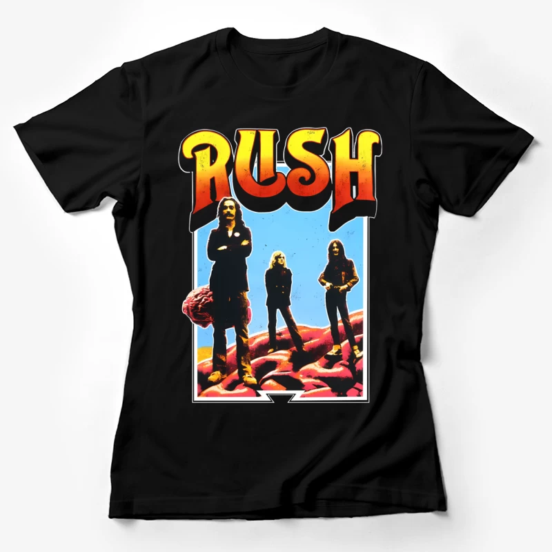 Retro Rush Rock Band Promotional Poster from the 1970s Female T-Shirt