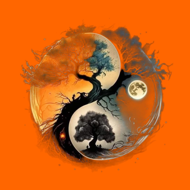 Yin Yang Tree Art Pin