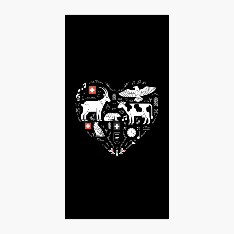 Swiss Heart: Minimalist National Icons in Line Art iPhone Case