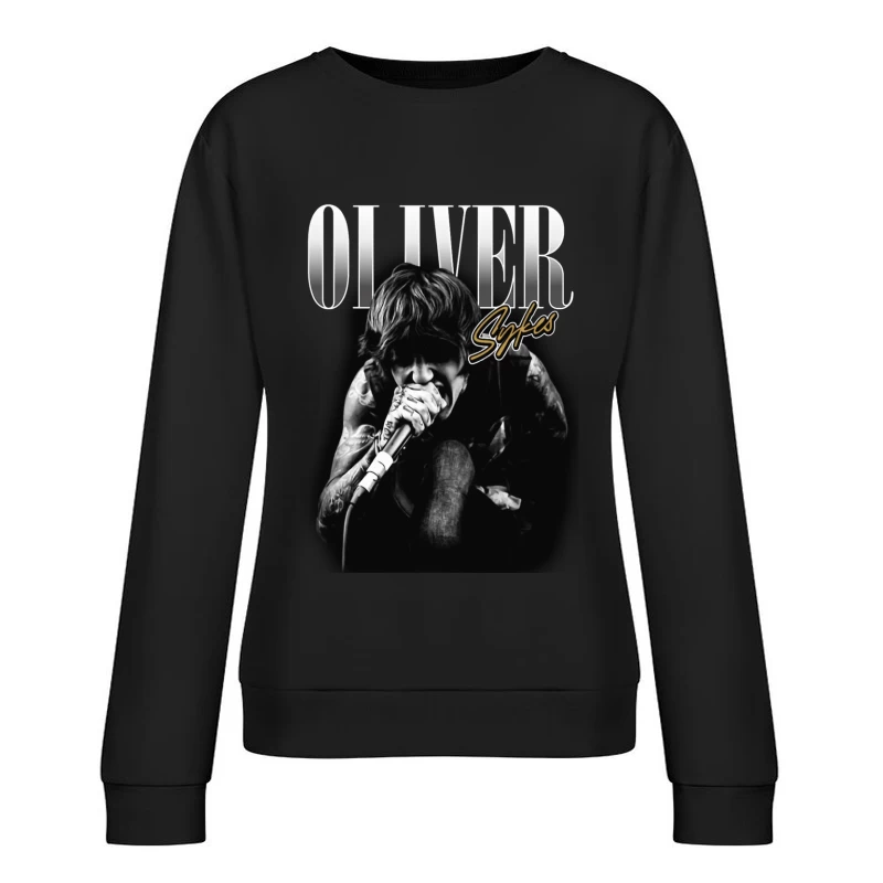 Dramatic Black and White Metal Vocalist Performance Female Pullover Sweatshirt