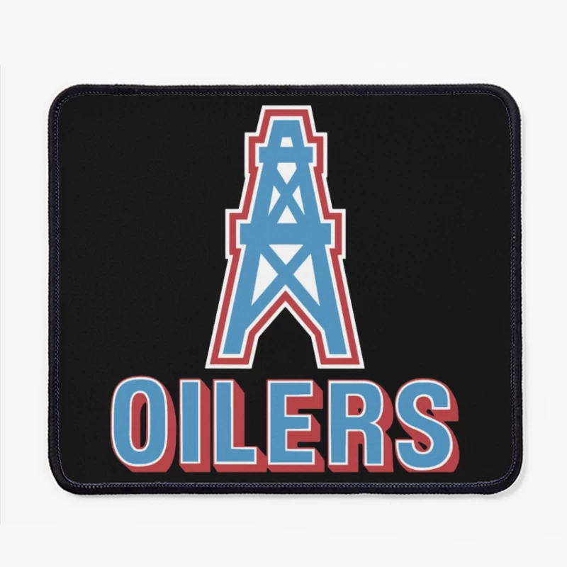 Houston Oilers Vintage NFL Team Logo with Oil Derrick Symbol Mouse Pad