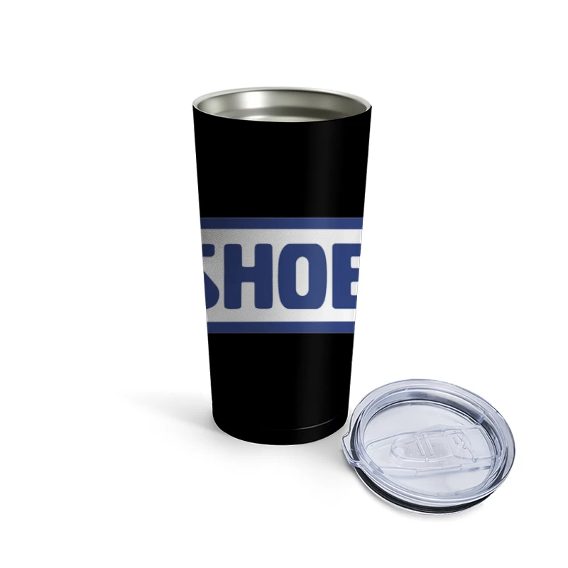 SHOEI Motorcycle Helmet Brand Logo in Blue Travel Mug